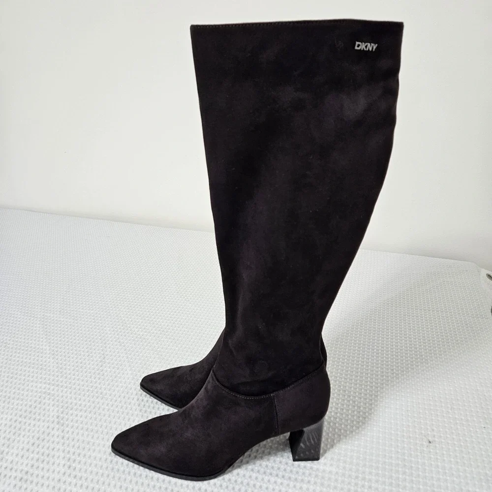 DKNY Womens‎ Knee-High Boots 8 Brown Faux Suede New